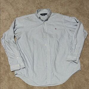 Ralph Lauren Men's Long sleeve Blue Striped Button Down Preppy Shirt size 16-35